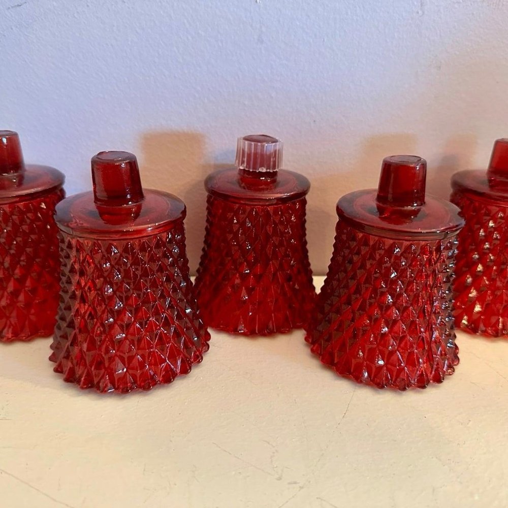 Vintage Ruby Red Glass Votive Pegs Candle holders